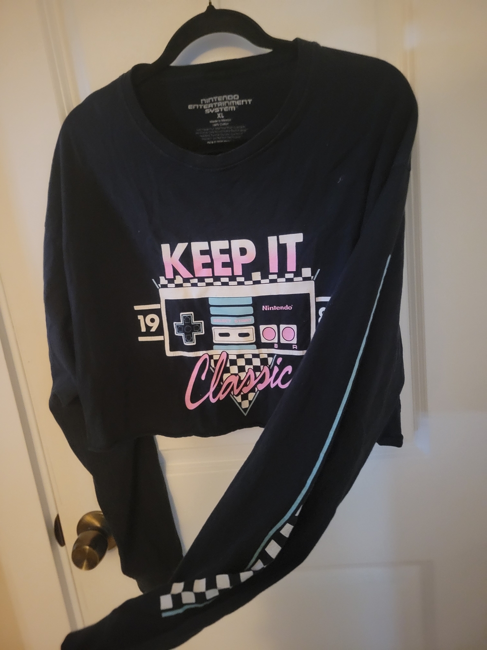 Nintendo Keep It Classic Black Crop Long-Sleeve Top